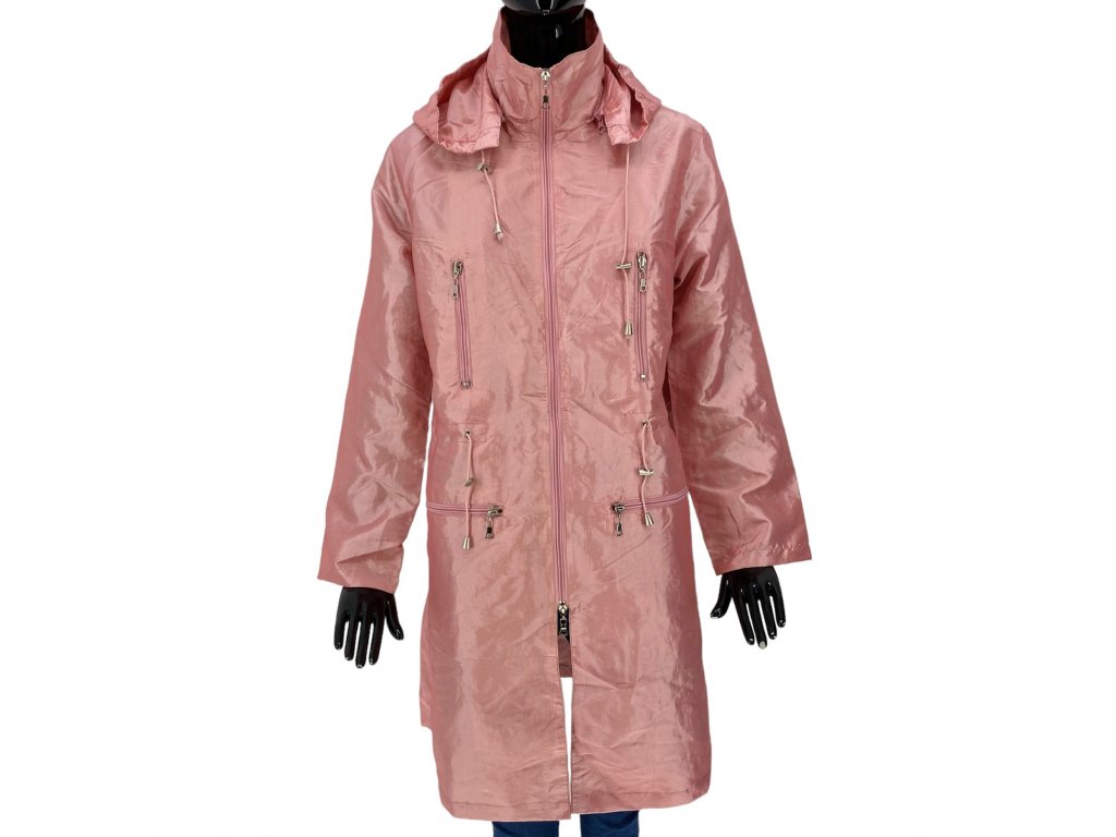Dámský kabát, FREDA, růžový, lesklý