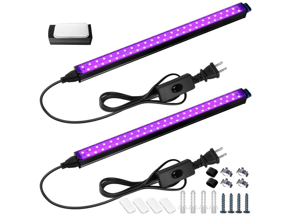 UV černá světelná lišta T5 1FT, magnetická – 2 ks