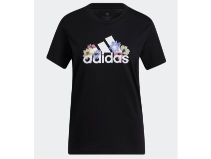 Tričko Adidas, logo s květinami, černé