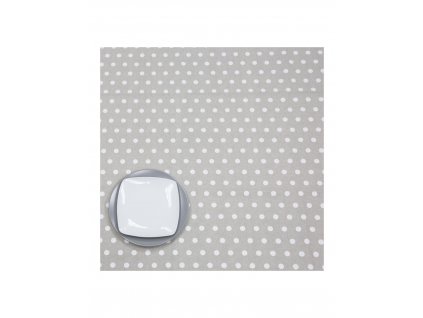 Textilní ubrus, světle šedé barvy, bílé puntíky, odolný vůči skvrnám 1,4 x 25 metrů