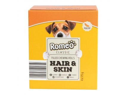 Romeo Hair Skin plněné tyčinky pro psy 4x175g