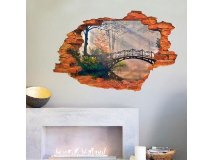 3D samolepka na zeď - Most v mlžném oparu