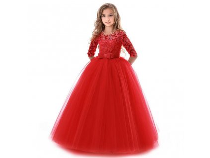 Princeznovské dívčí šaty - Červená 4