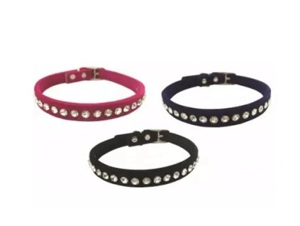 Sametový obojek s kamínky pro psy Tatrapet 1x30cm