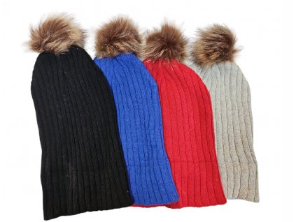 Zimní unisex čepice s bambulkou náhodný výběr