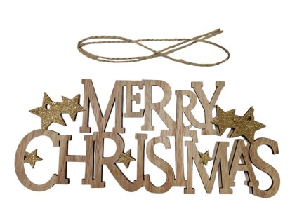 Vánoční dřevěná ozdoba Merry Christmas