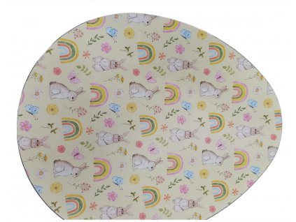 Velikonoční tác ve tvaru vejce - duha a zajíc