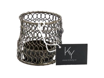 Homebound by Kolony – Theelichthouder draad rond – 6×6cm – verouderd koper