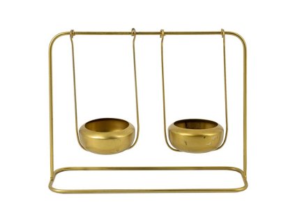 Homebound by Kolony – Standaard met 2 theelichthouders – 22×10cm – goud