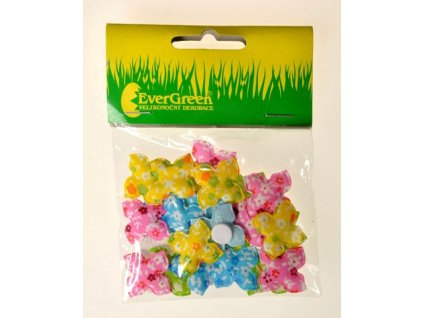 Dekorace na vajíčka - 24 ks - látkový nalepovací kvítek, 4 barvy