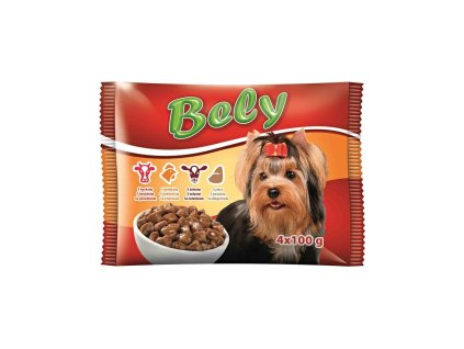 Akinu BELY Kapsičky (hovězí, kuřecí, telecí, játra ve štávě) pamlsek pro psy 4 x 100 g MIX