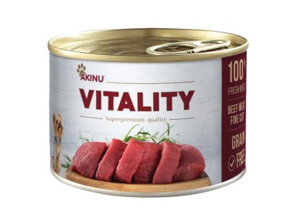 Akinu VITALITY Hovězí jemně krájená svalovina konzerva pro psy 200 g