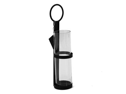 Kolony - Waxinelichthouder met glas - 28.5x6.5cm - zwart