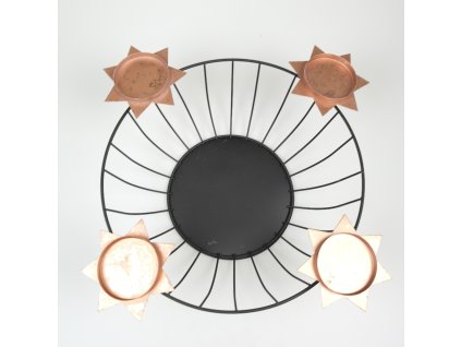 Metal basket with four candle holders - approx. 14.5x45 cm - black