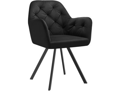 Otočná sametová židle s opěrkami Lucia - černá