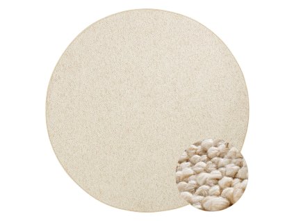 Koberec Wolly, syntetický, s nízkým vlasem, kulatý, krémový, ø 200 cm