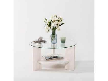 ASIR Konferenční stolek Mondo, průhledný a bílý