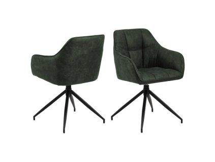 Nordic Furniture - Brenda Jídelní židle s područkami a otáčecí funkcí, zelená