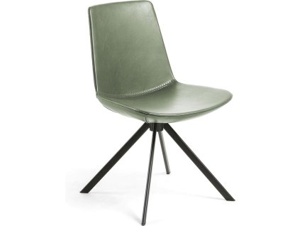 Zelená koženková jídelní židle Kave Home Zeva