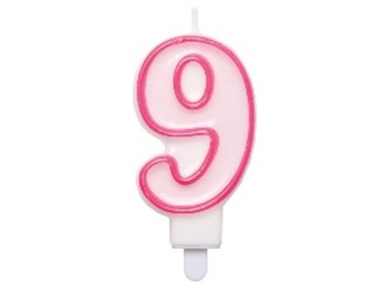 Świeca numeryczna N.9 Różowy 7 cm