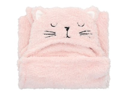 Blokker kinderplaid poes 90×90cm – roze