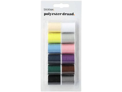 Blokker Polyester Draad Diverse Kleuren – 12×32m – 100%polye