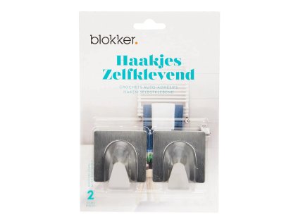 Blokker haakje vierkant groot – RVS – 2 stuks (verlaagde besteleenheid)