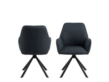 Ivy Dining Chair with Armrest and Swivel Function in Grey. Front Both Sides Dining Chairs Home Store UK 600x600