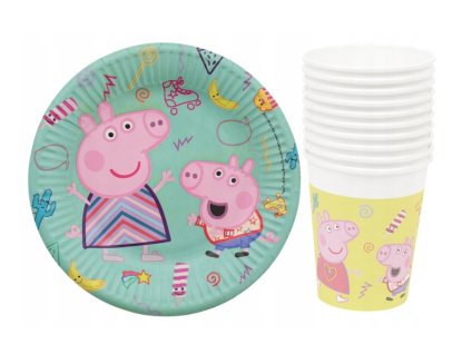 Jednorázové talíře a kelímky Prasátko Peppa 10 + 10 kusů