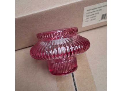 Blokker theelichthouder Roos – 8×8x5,8cm – roze