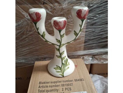 Blokker kandelaar 3-arm – Bistro – rood/wit