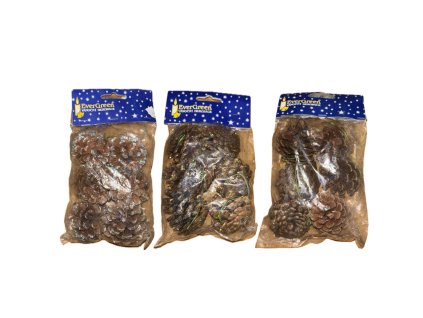 EverGreen Vánoční dekorace - Šiška s drátkem 6 ks MIX