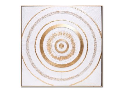 3D Obraz v rámu 'Zlaté kruhy 1' - 82 x 82 cm