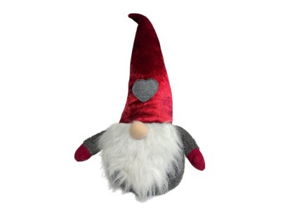 Vánoční skřítek s lesklou červenou čepicí, 51 cm