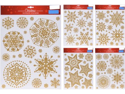 Dekorace vánoční 30x21cm zlatá, 4druhy, okenní