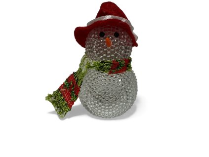 LED SNĚHULÁK s červeným kloboukem/čepicí, závěsná figurka,  6x10cm