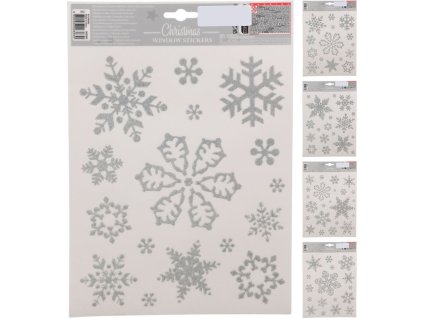 Sada vánočních samolepek stříbrná 30x42cm