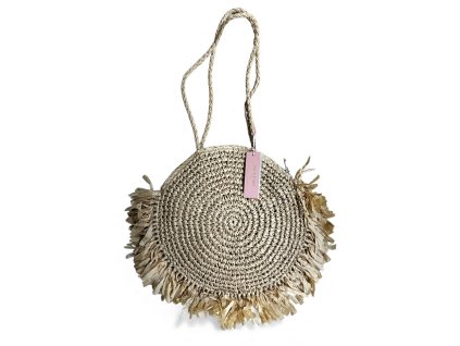 Dámska pletená taška so strapcami Bestini Paris - guľatá  Nové