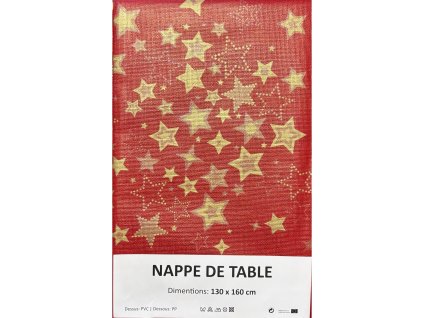 Červený ubrus s hvězdami, 130 x 160 cm