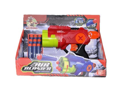 Air Blaster - Pistole s otočným zásobníkem a 9 pěnovými náboji