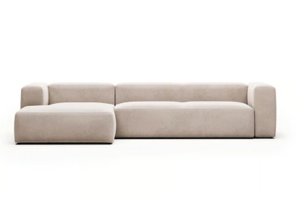 ROHOVÁ pohovka BLOK 330 CM LEVÁ ŠEDÁ manšestr