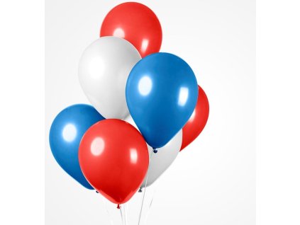 50 červenobílomodrých balónků - Den krále 12 palců - 31 cm.
