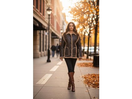 Dámský kožich z pravé kůže velikost 46 (L)