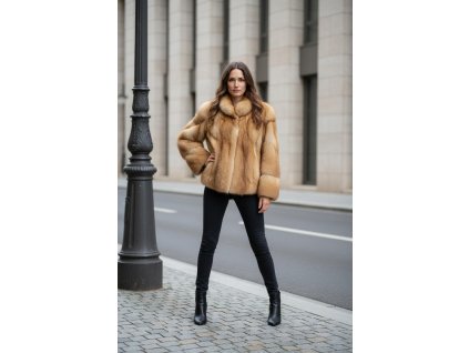 Dámský kožich z pravé kůže velikost 48 (XL)