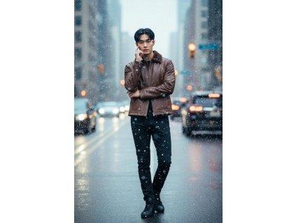 Pánský kožich z pravé kůže velikost M