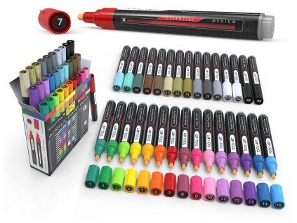 Akrylové popisovače MEDIUM – sada 30 barev pro více povrchů