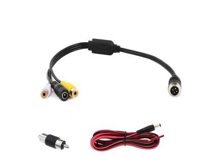 Kabel 4pin samec → 2×RCA samice + DC samice, 52,5 cm