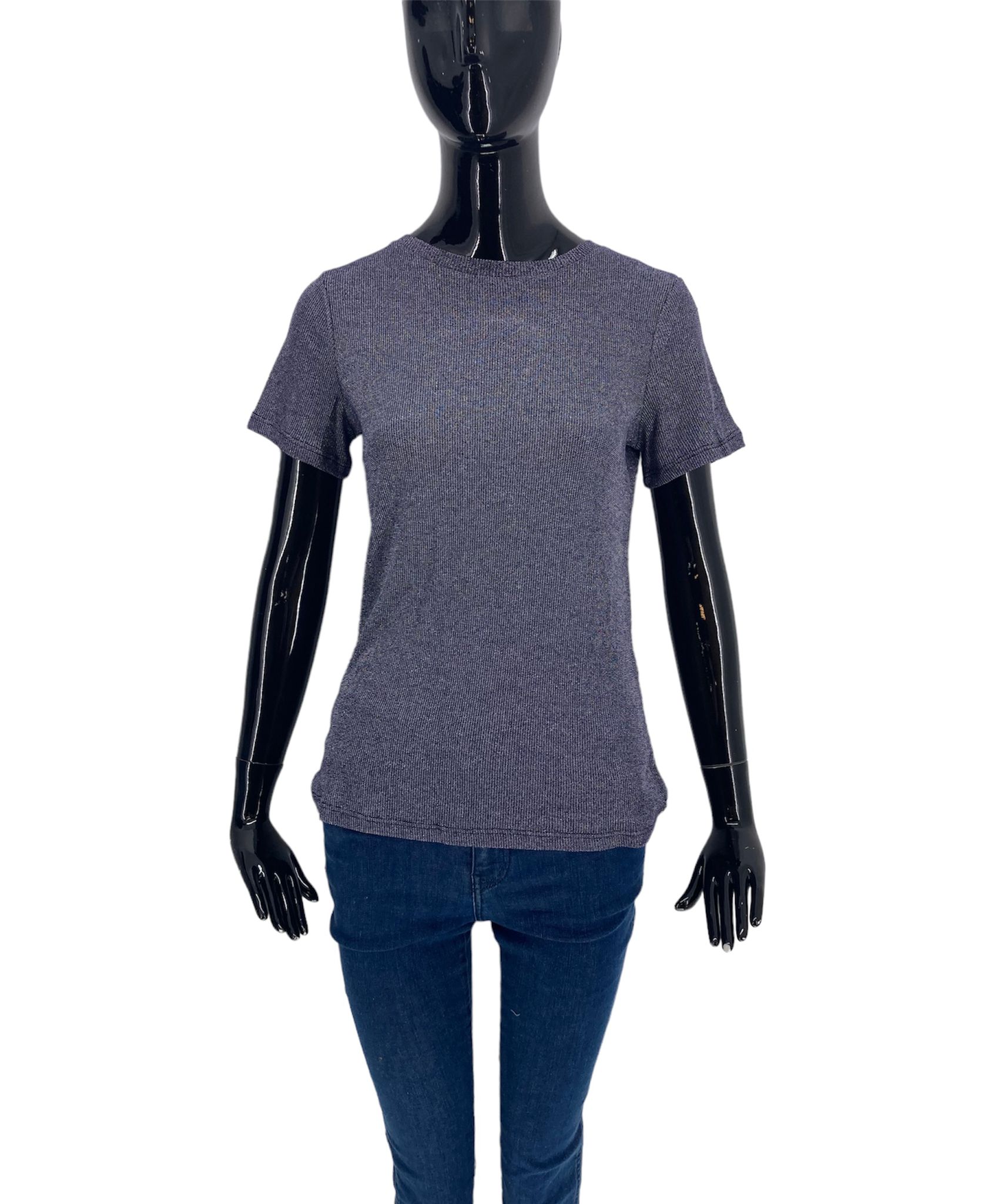 Dámske módne tričko, OODJI, modro - strieborná farba Veľkosť XS-XXL: XS