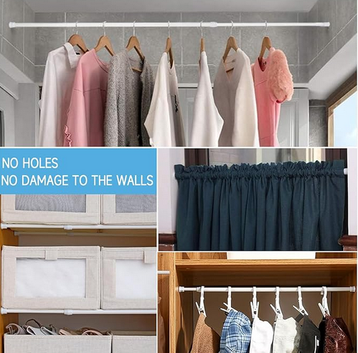 Teleskopická viacúčelová tyč do domácnosť 50-90 cm biela, súprava 6 ks