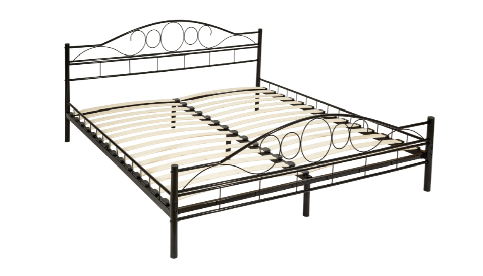 Kovová posteľ dvojlôžková Romance vrátane lamelových roštov čierna/čierna 200 x 180 cm  Rozbalené